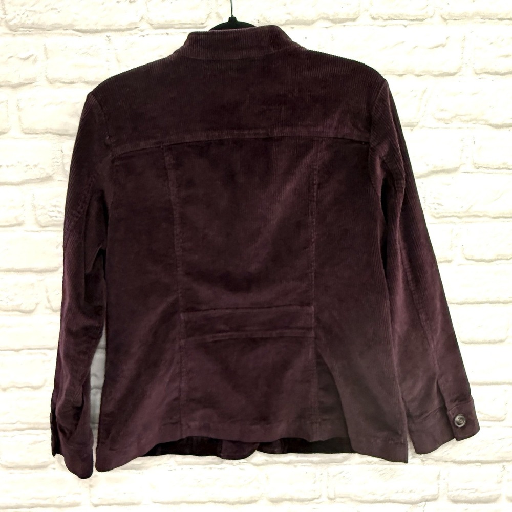 Christopher & Banks Corduroy Blazer Sz M Stretch Button Down Burgundy Jacket - Picture 9 of 16